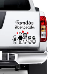 Adesivo Família Abençoada - Casal + 3 filhos