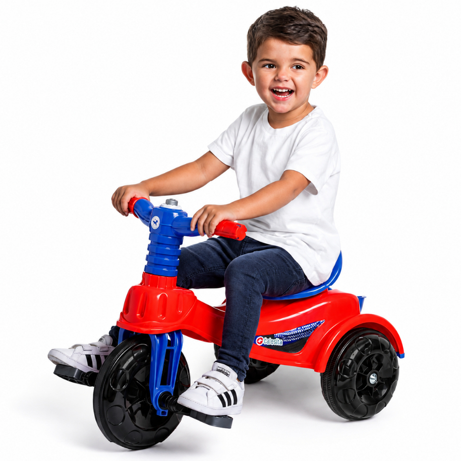 Triciclo Infantil Carrinho De Passeio Motoca com Pedal Cestinha P/ Brinquedos Buzina Calesita