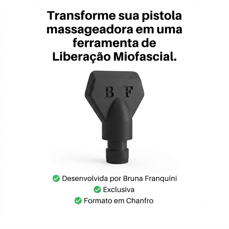 Ponteira Chanfro para Pistola Massageadora | Liberação Miofascial Profissional | Desenvolvida por Bruna Franquini