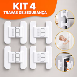 Trava de Segurança Infantil Para Geladeira Gaveta Armário Porta Adesiva Multiuso Kit 1/2/3/4 Unidades