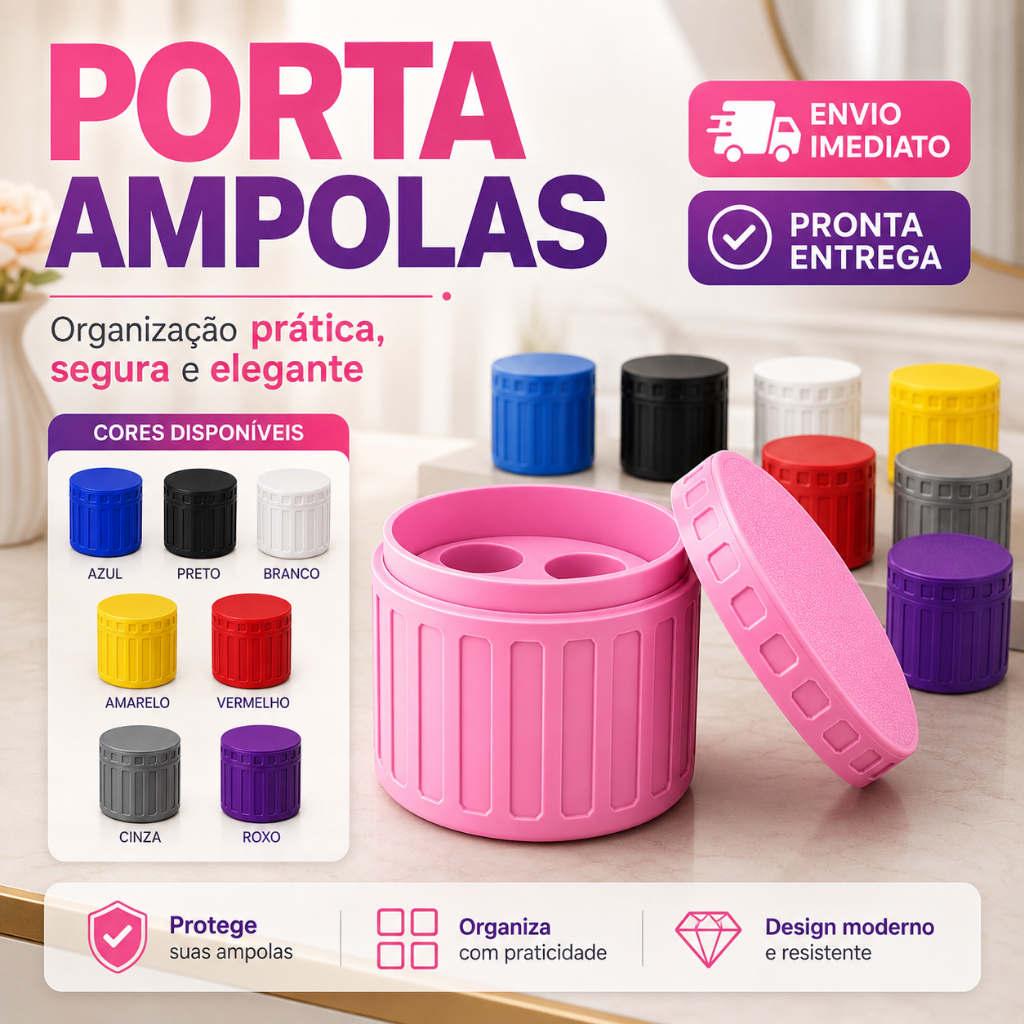 Porta Ampolas 3ml p/ 4 unidades Estojo Tirze TG Organizador Forte e Seguro p/ Transporte Geladeira + Brinde