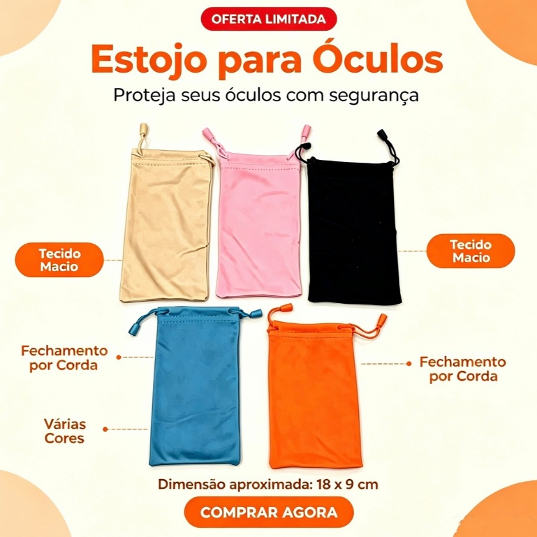 Kit 10/20/30/40 Unidades Bolsa De Microfibra Para Óculos De Sol Limpar Óculos Colorido-BR