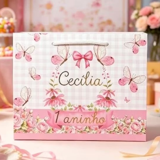sacolinha personalizada Jardim de borboletas(PEGUE E MONTE)| lembrancinha| aniversário/ papel offeset acabamento fosco