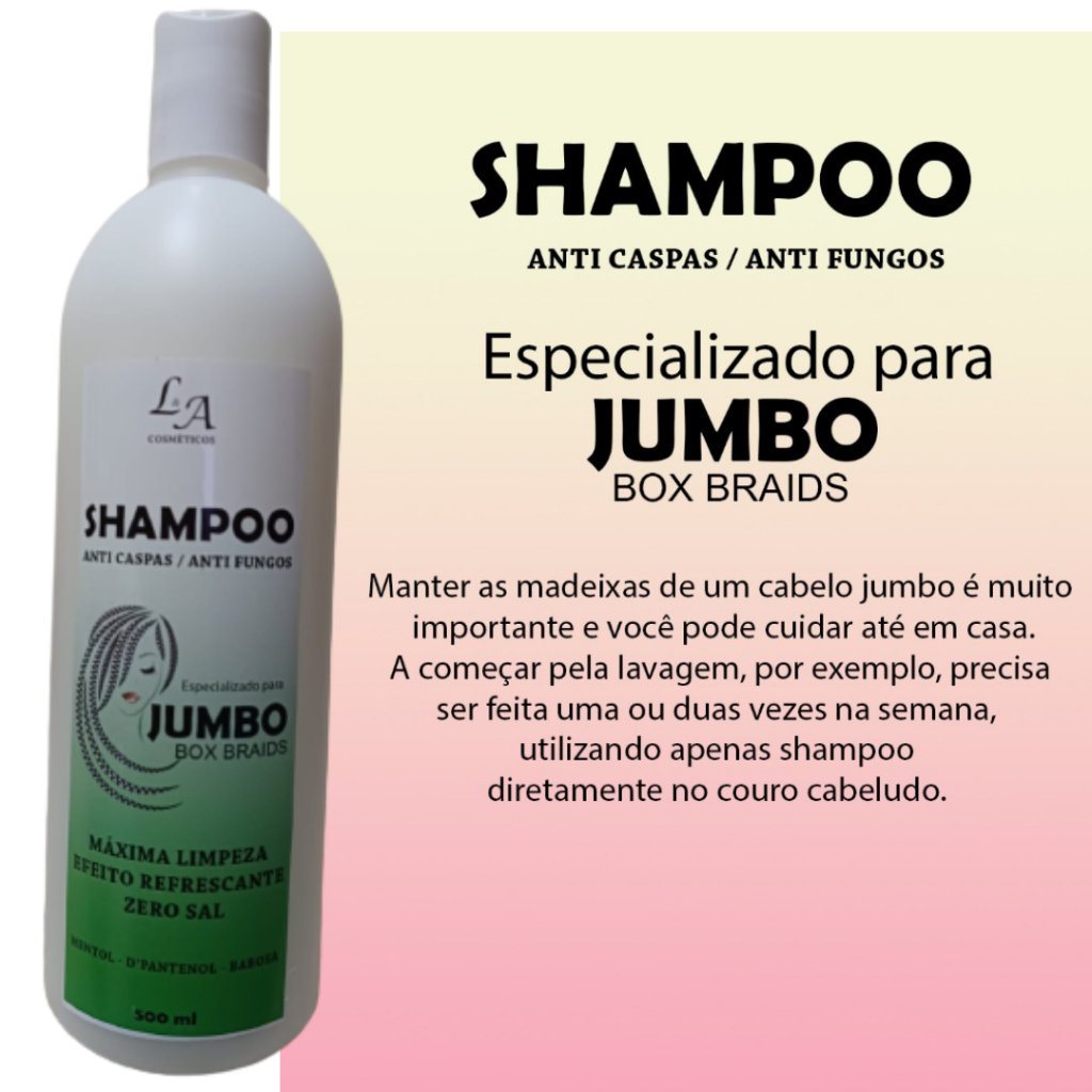 Shampoo Especializado Jumbo Box Braids -Anti Caspas /Anti fungos 300ml