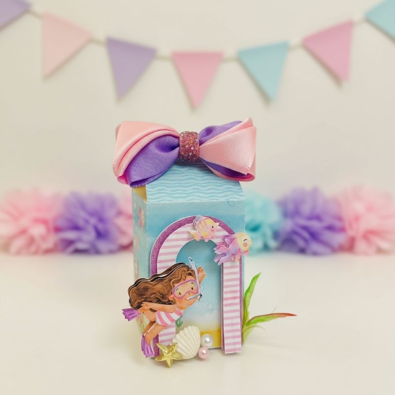 Envio rápido • Kit caixa milk tema fundo do mar menina | pegue e monte | lembrancinha aniversário infantil personalizado