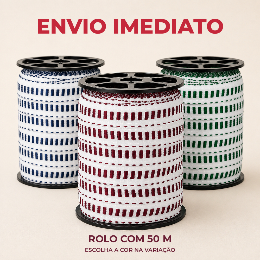 Passa Fita Falso 16mm Galão Rolo 50m - Pano de Prato/Costura/Artesanato