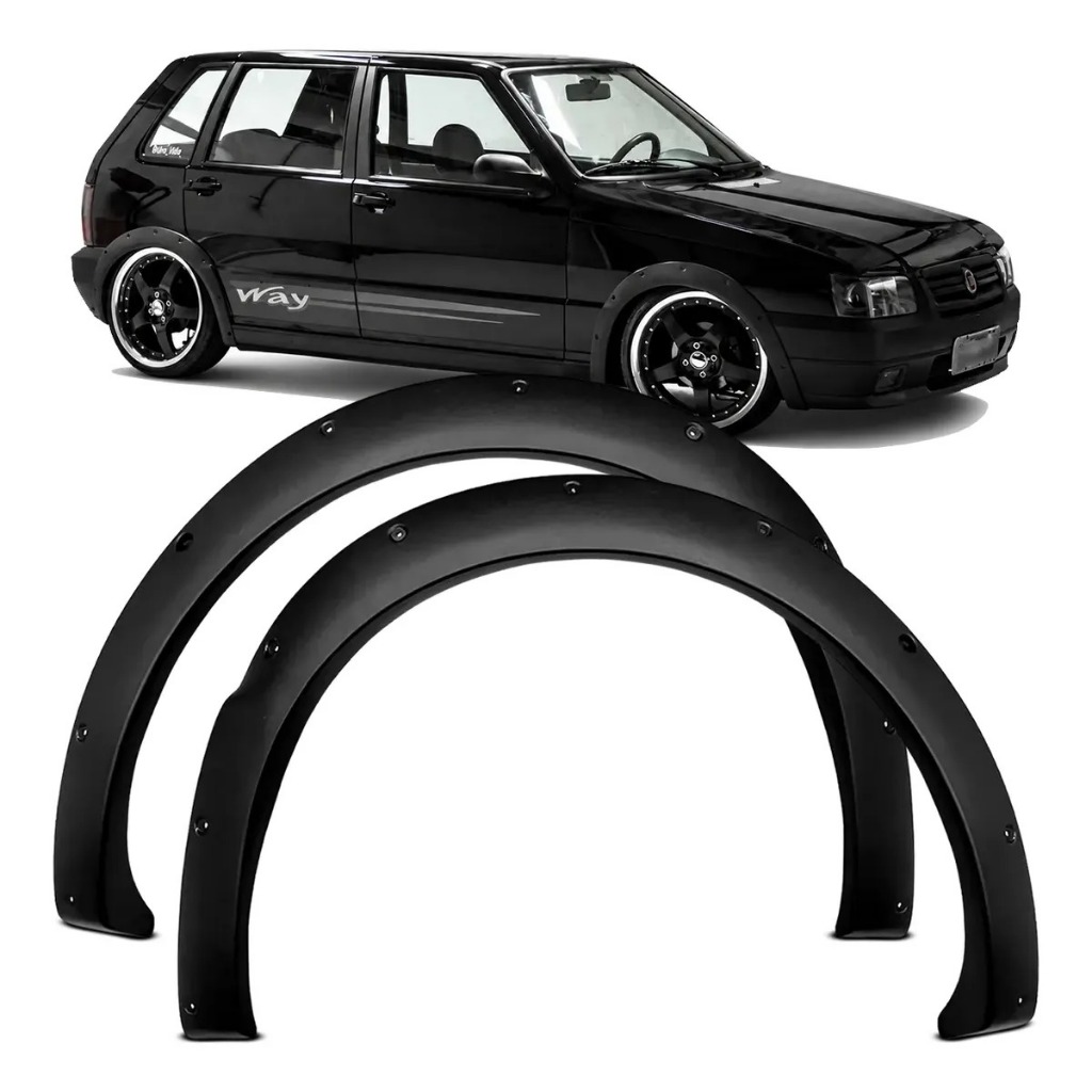 Par Moldura Paralama Dianteiro Uno Way 2006 A 2008 Preto Texturizado