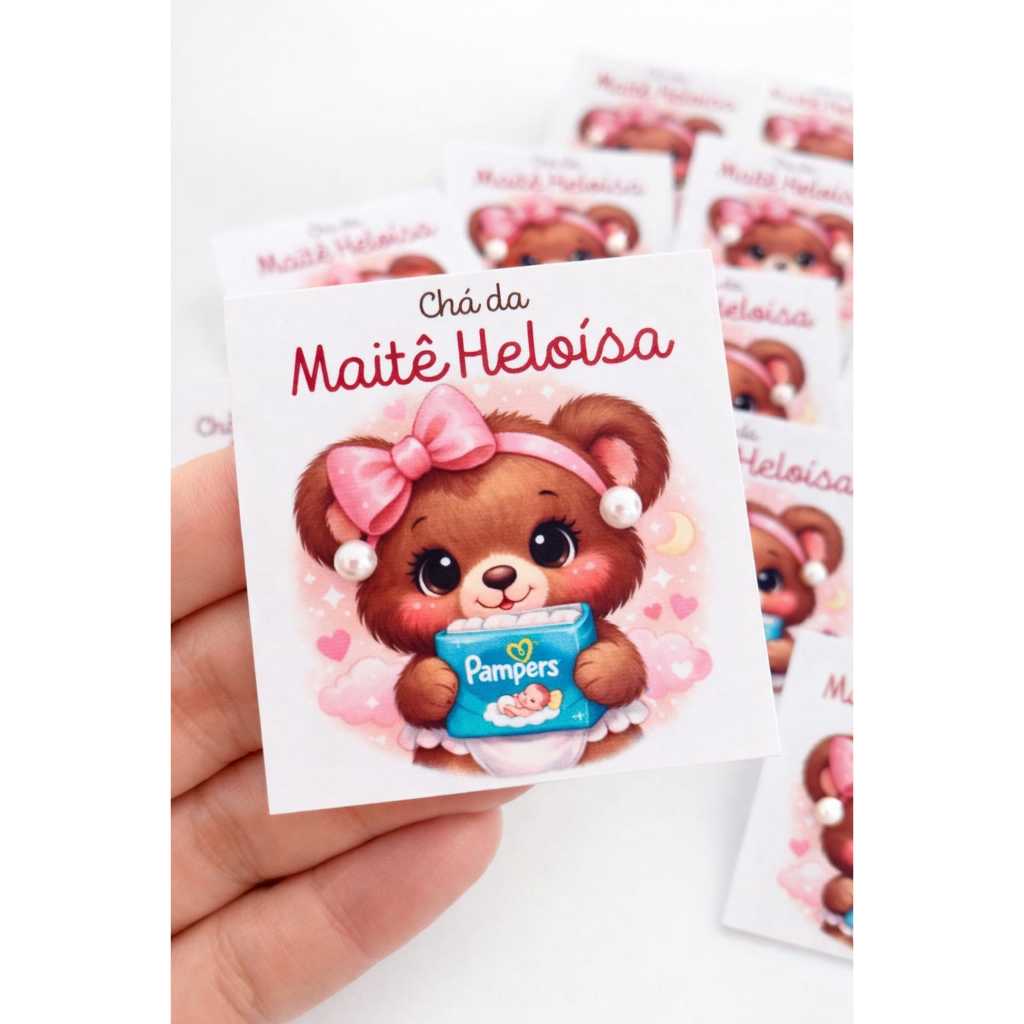 Lembrancinha de chá de bebê TAG de brinco - personalizada com nome - chá de fraldas revelação nascimento maternidade
