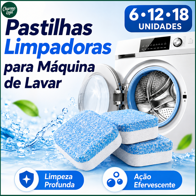 Pastilhas Limpadoras para Máquina de Lavar, Pastilha Efervescente Limpeza Profunda Remove Sujeira, Odores e Mofo