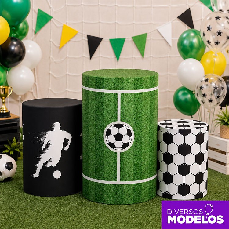 Capa Cilindro Futebol Decoração Festa Capa Trio Sublimado Em Tecido Veste Fácil