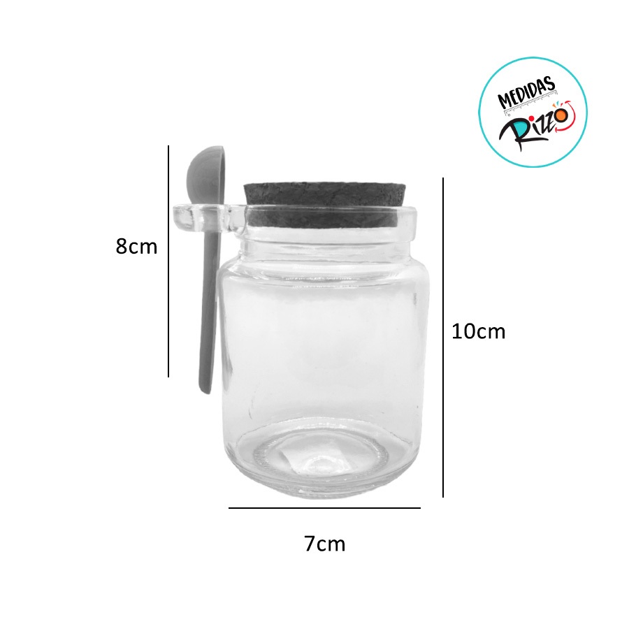 Pote de Vidro com Colher de Madeira e Tampa de Rolha - 250ml - 7cm x 10cm - 1 Unidade - Rizzo · foto 2