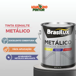 Tinta Esmalte Metálico 3,6L Brilhante Para Metais Secagem Rápida Brasilux