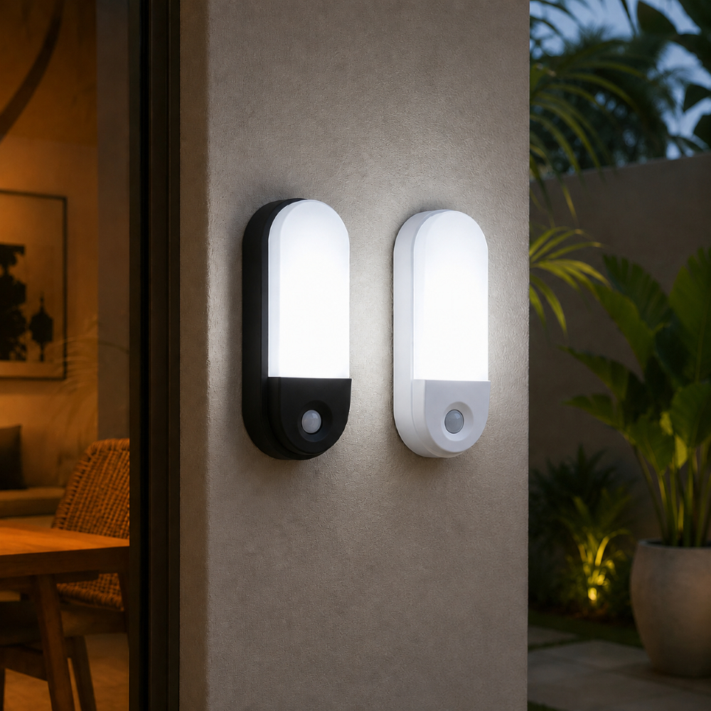 Luminária de Parede Led Arandela Tartaruga com Sensor de Presença Branco e Preto 110/220v