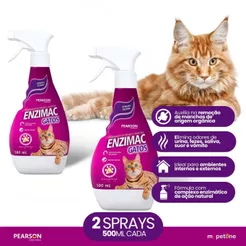 Kit 2 Eliminador de Odores e Manchas Pearson Enzimac Spray para Gatos - 500 mL