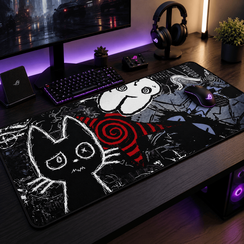 Mousepad Design Punk Anime Gato Arte Manga Japonesa Gamer Tapete Gatinho