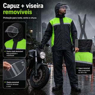 Capa de Chuva Moto Impermeável Conjunto Jaqueta + Calça Motoboy Adulto,Capas para sapatos e chapéus impermeáveis