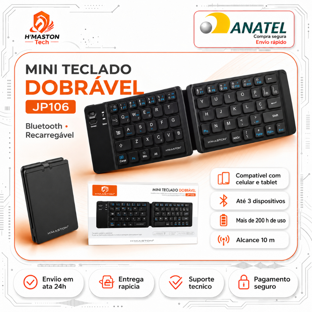 H'MASTON Teclado Para Tablet Teclado Bluetooth Kit Teclado e Mouse Sem Fio Mini Teclado Sem Fio Teclado Dobrável JP106