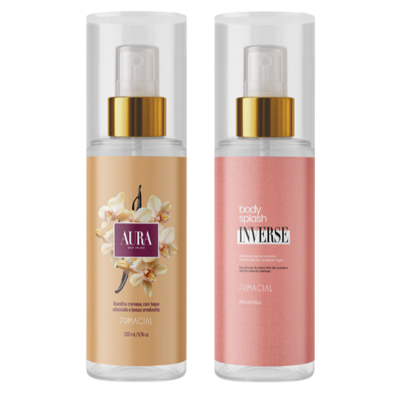 KIT BODY SPLASH FEMININO AURA + INVERSE 200ML BY PRIMACIAL PERFUME DOCE SOFISTIC