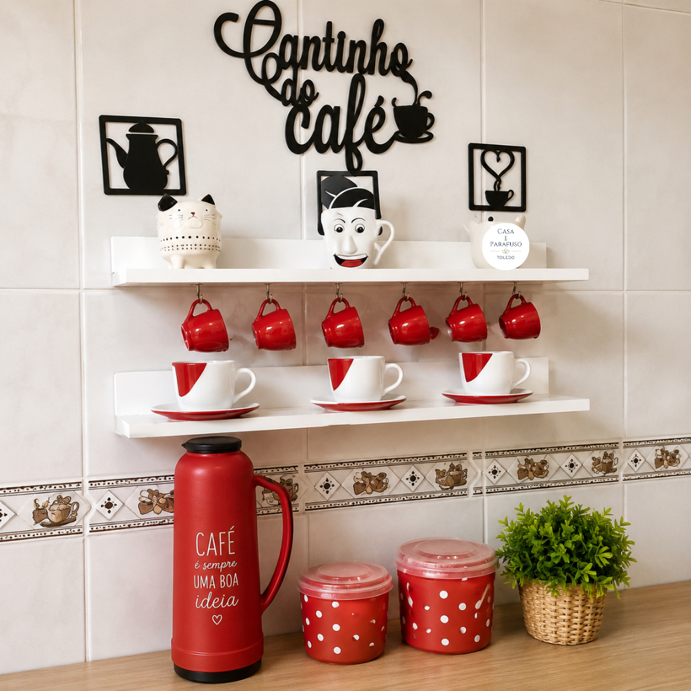 2 Prateleiras cantinho do café com 6 ganchinhos -    28