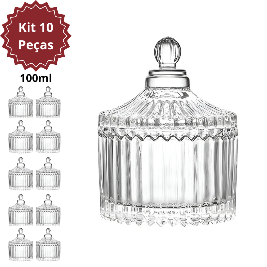 Kit Mini Potiche Bomboniere de Vidro Lembrancinha Casamento Vela Aniversario Batizado