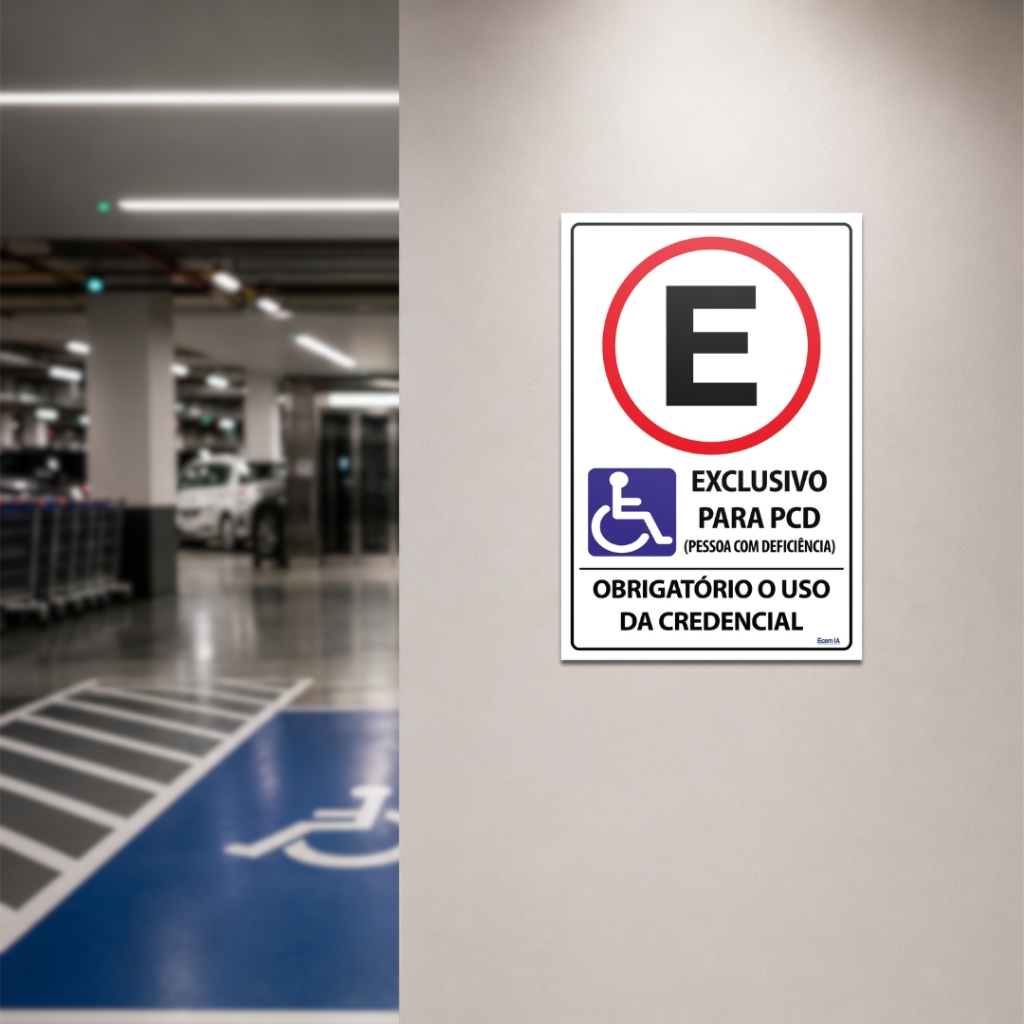 Placa De Sinalização Estacionamento Para Pessoa Com Deficiência PCD Obrigatório Credencia…