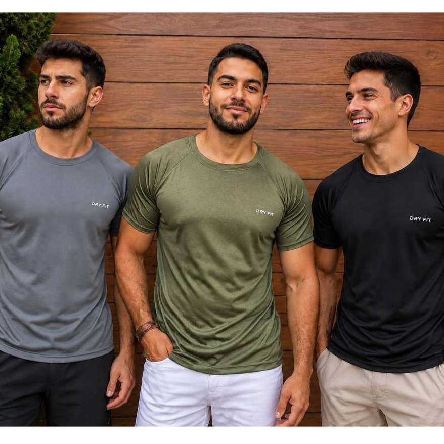Kit 3 Camisetas Masculina Fitness CrossFit Musculação Academia Camiseta Dry Fit Esportiva Corrida