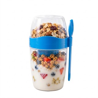 Copo Pote Para Salada Cereais E Iogurte 870ml Com Molheira Tampa E Talher Reutilizável Fitness Portátil
