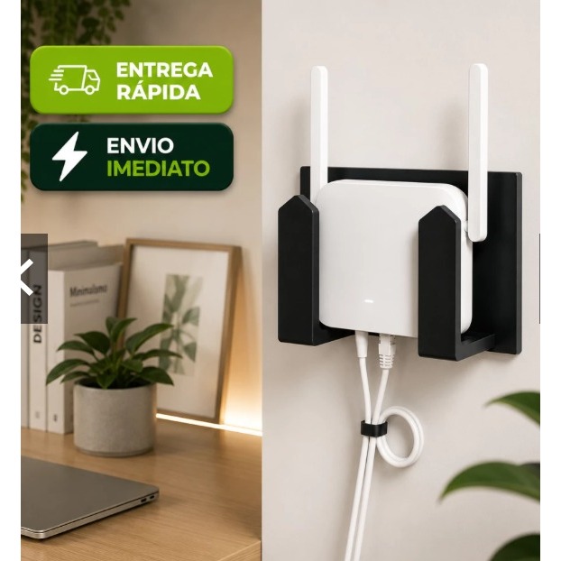 Suporte Roteador WIFI Parede Sem Furo Adesivo 3m Dupla Face / Modem Universal