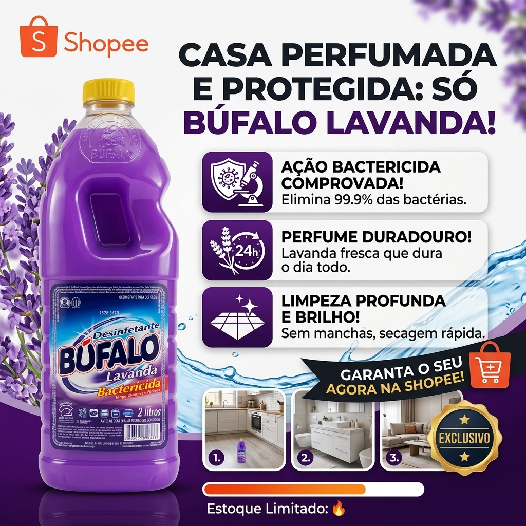 Caixa 6 unidades Desinfetante Bufalo lavanda