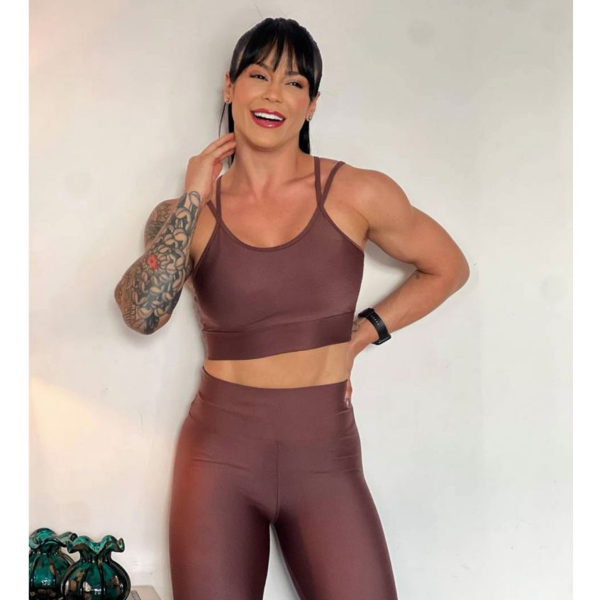 Conjunto Fitness Feminino Top Alça Calça Legging Liso Conjunto Feminino Academia Top e Legging Fitness Treino Luxo