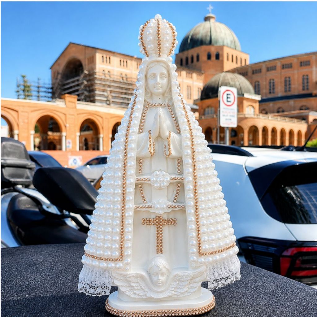 Imagem Nossa Senhora Aparecida 30cm/Gesso Com Pérolas