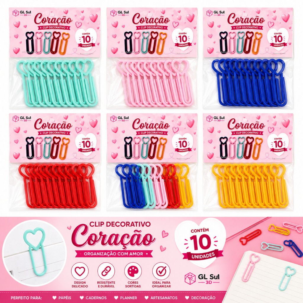 Clips Decorativo Colorido De Plástico Escolar Escritório Papelaria Marcador de Página