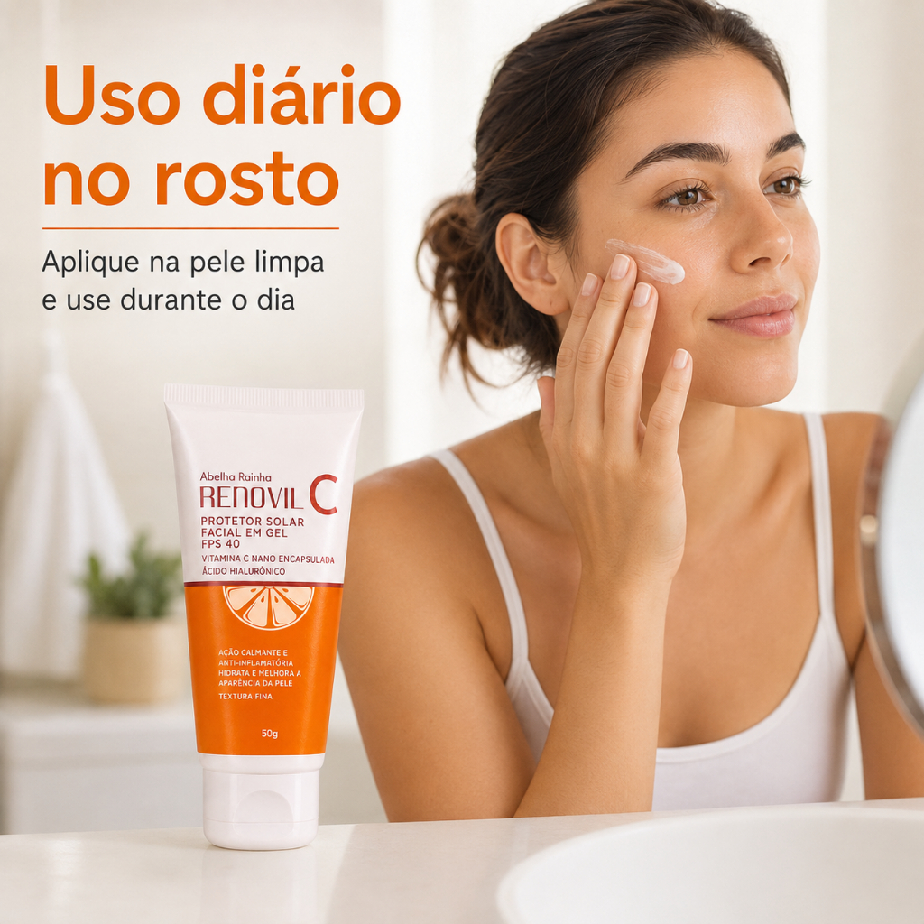 Protetor Solar FPS 40 Com Vitamina C e E Ácido Hialurônico 50g - Ação Anti-inflamatória - Abelha Rainha — imagem 2 de 2