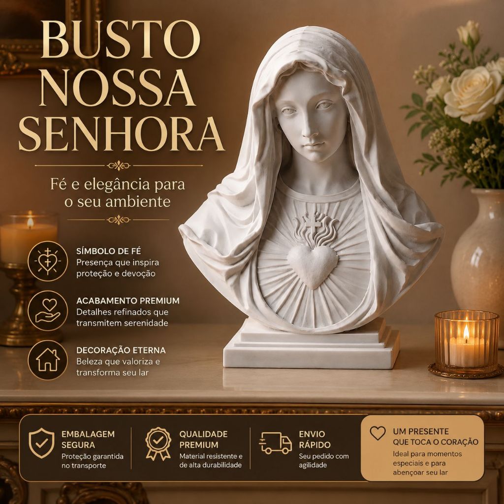 Nossa Senhora Imaculado Coração de Maria Imagem Católica Estátua Religiosa para Altar Oratório Decoração Presente
