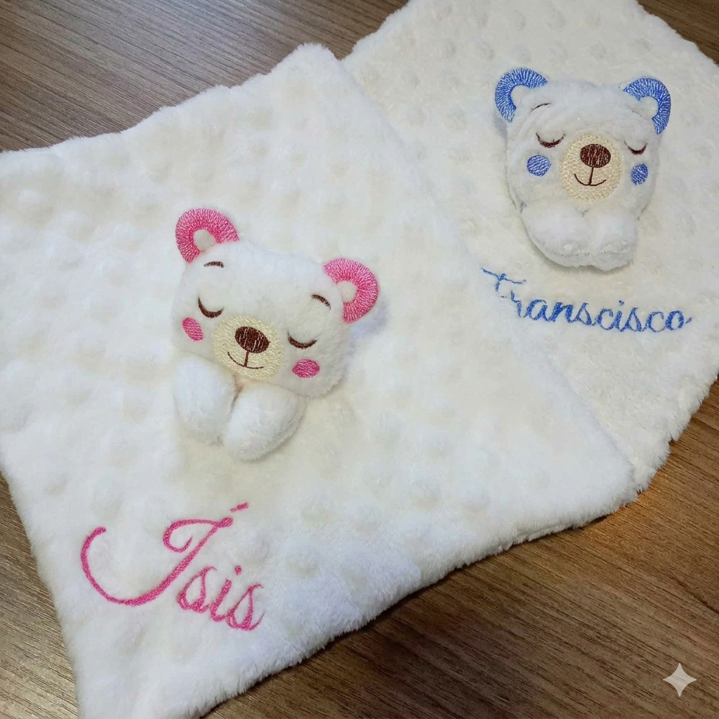 Naninha Com nome Bordado Soft Plush Antialérgico Extra Macio 25x25 cm