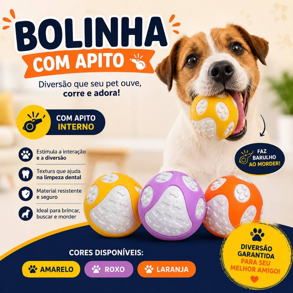 Brinquedo Pet Vinil Bola Com Apito