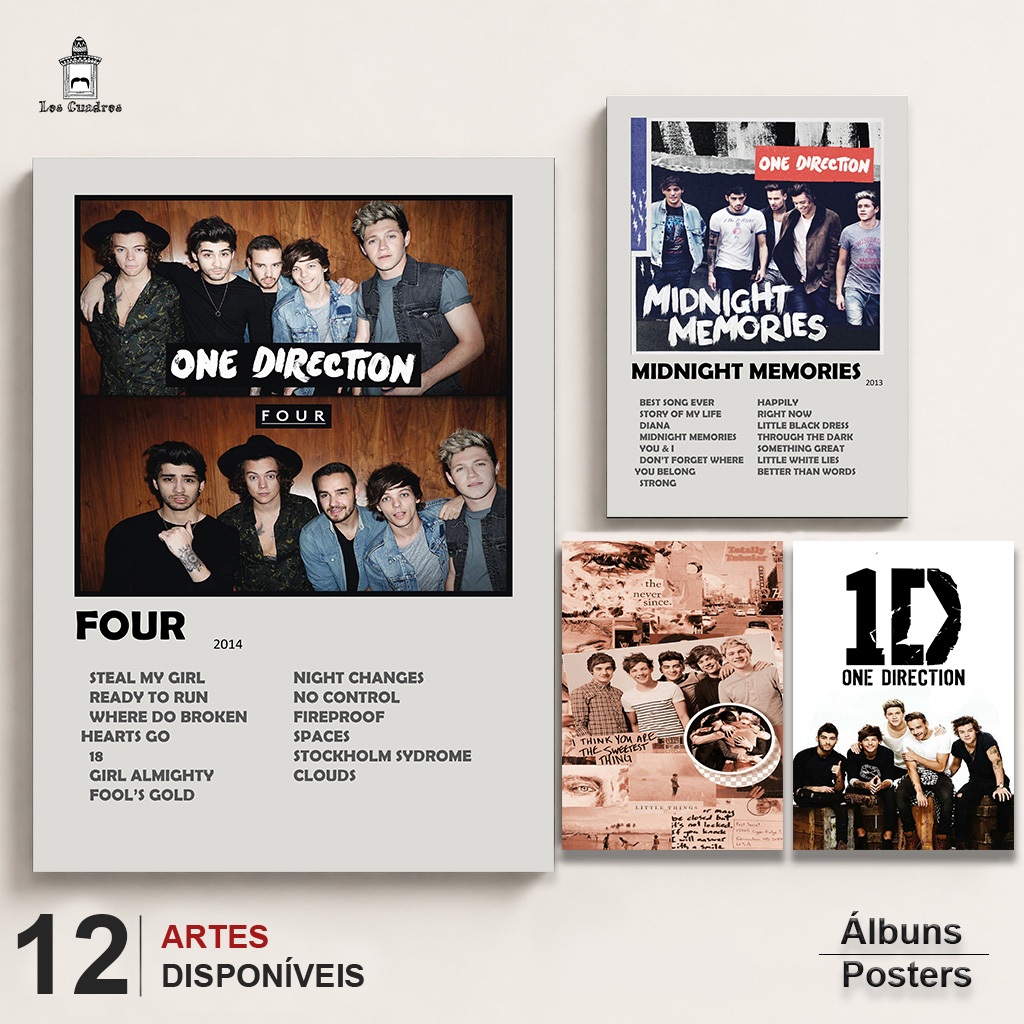 Quadros Placas Decorativas One Direction Four Album em MDF 28x20cm