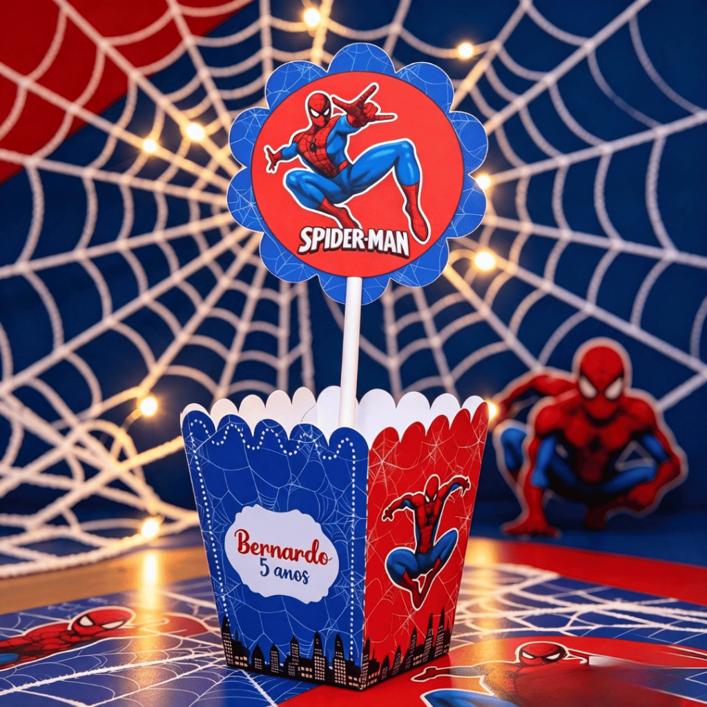 Centro de Mesa Festa HOMEM ARANHA Lembrancinha Infantil Cachepó Personalizado