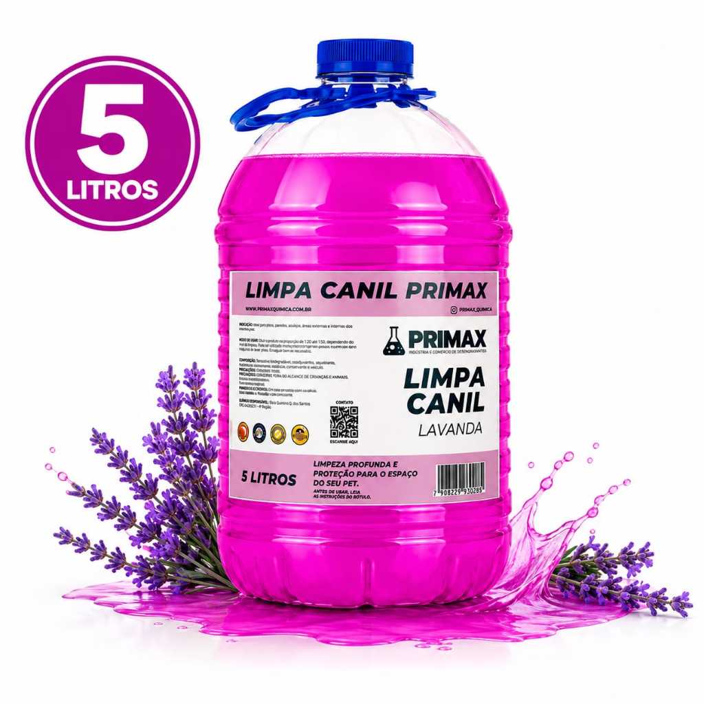 Limpa Canil Lavanda 5 Litros Limpeza de Canis Pet Shop Clínicas Veterinárias Alto Rendimento