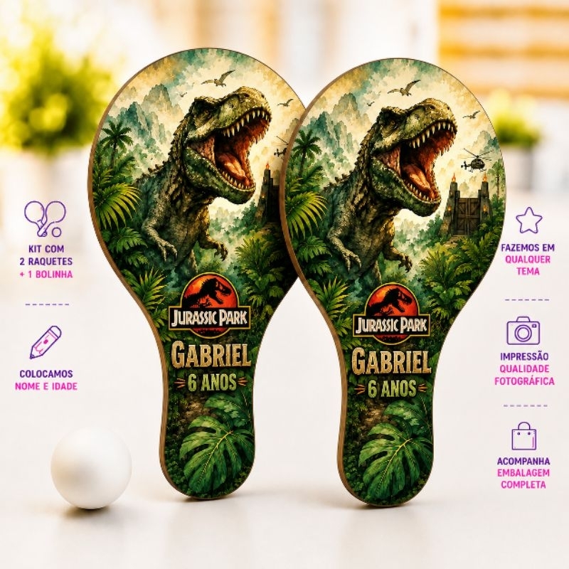 Lembrancinha Jurassic Park Dinossauros Ping Pong Personalizados Festa Infantil Aniversário