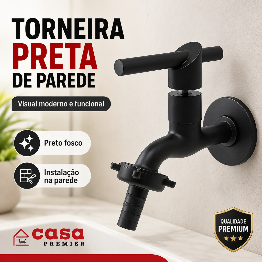 Torneira De Jardim E Tanque Metal Maquina De Lavar Preta C72