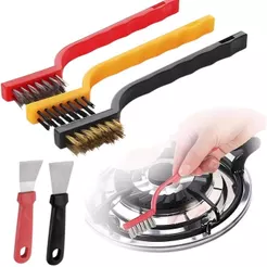 Kit Escova De Limpeza Aço Metal Nylon Multiuso + duas espátulas