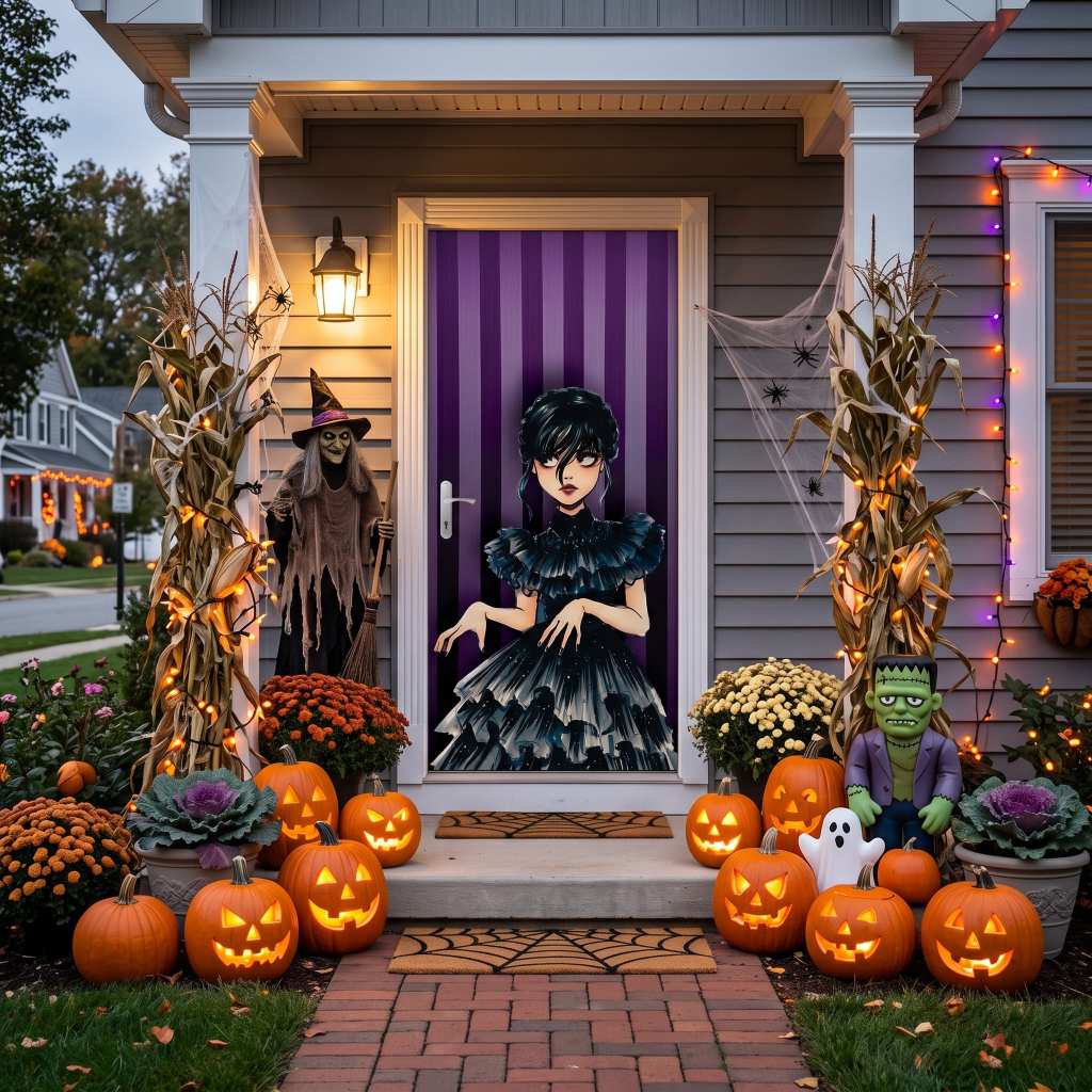 Capa De Porta Halloween Decoração Dia Das Bruxas Painel De Festa Temático Em Tecido Sublimado Para Enfeite De Terror