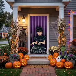 Capa De Porta Halloween Decoração Dia Das Bruxas Painel De Festa Temático Em Tecido Sublimado Para Enfeite De Terror