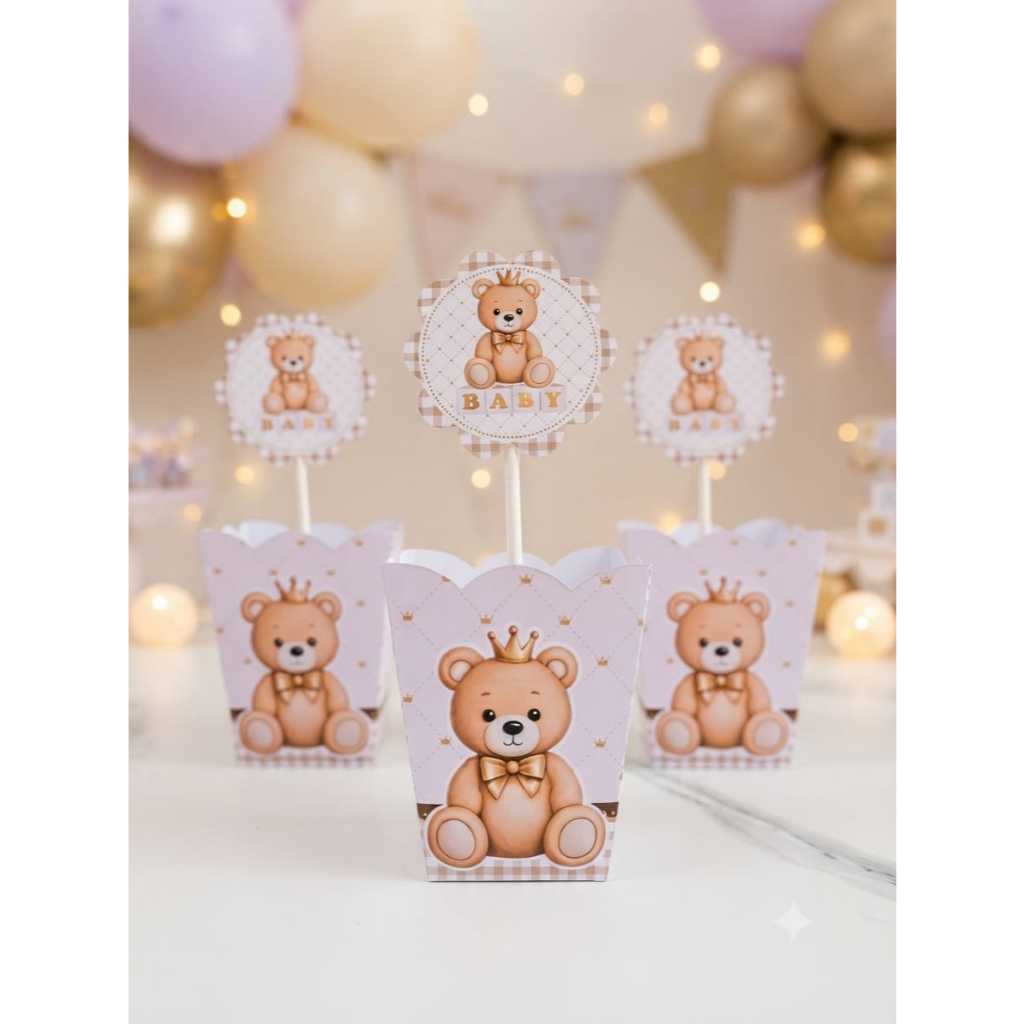 Cachepo - centro de mesa personalizado ursinho- cha revelação -Lembrancinhas-Pegue e Monte