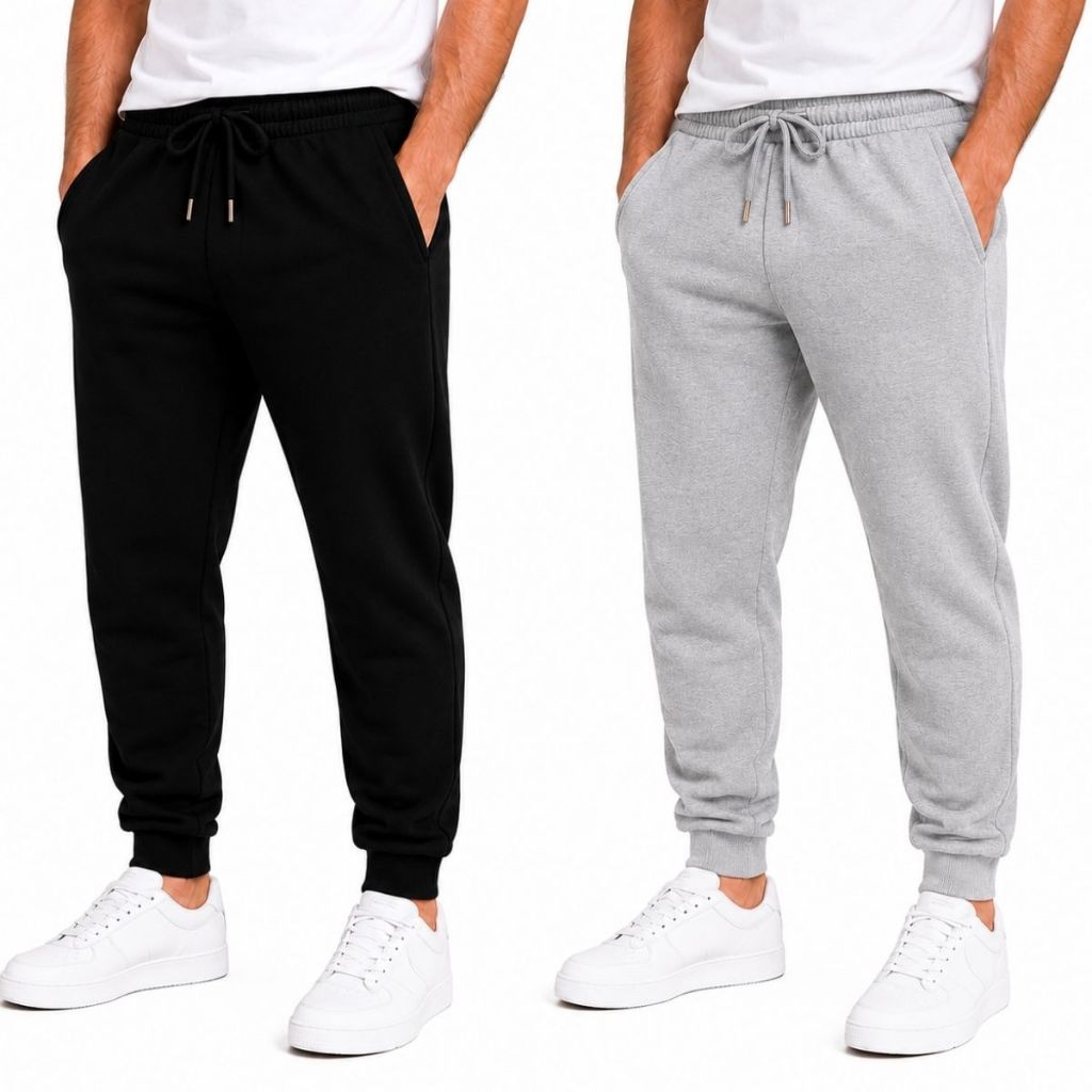 KIT 2 Calça Moletom Peluciada Masculina Inverno Quente Confortável com Bolso e Cordão Ajustável