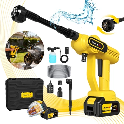 RubroX Lavadora de alta pressão portátil  6 em 1 Premium – 2 Bateria de Longa Duração, 1200 PSI