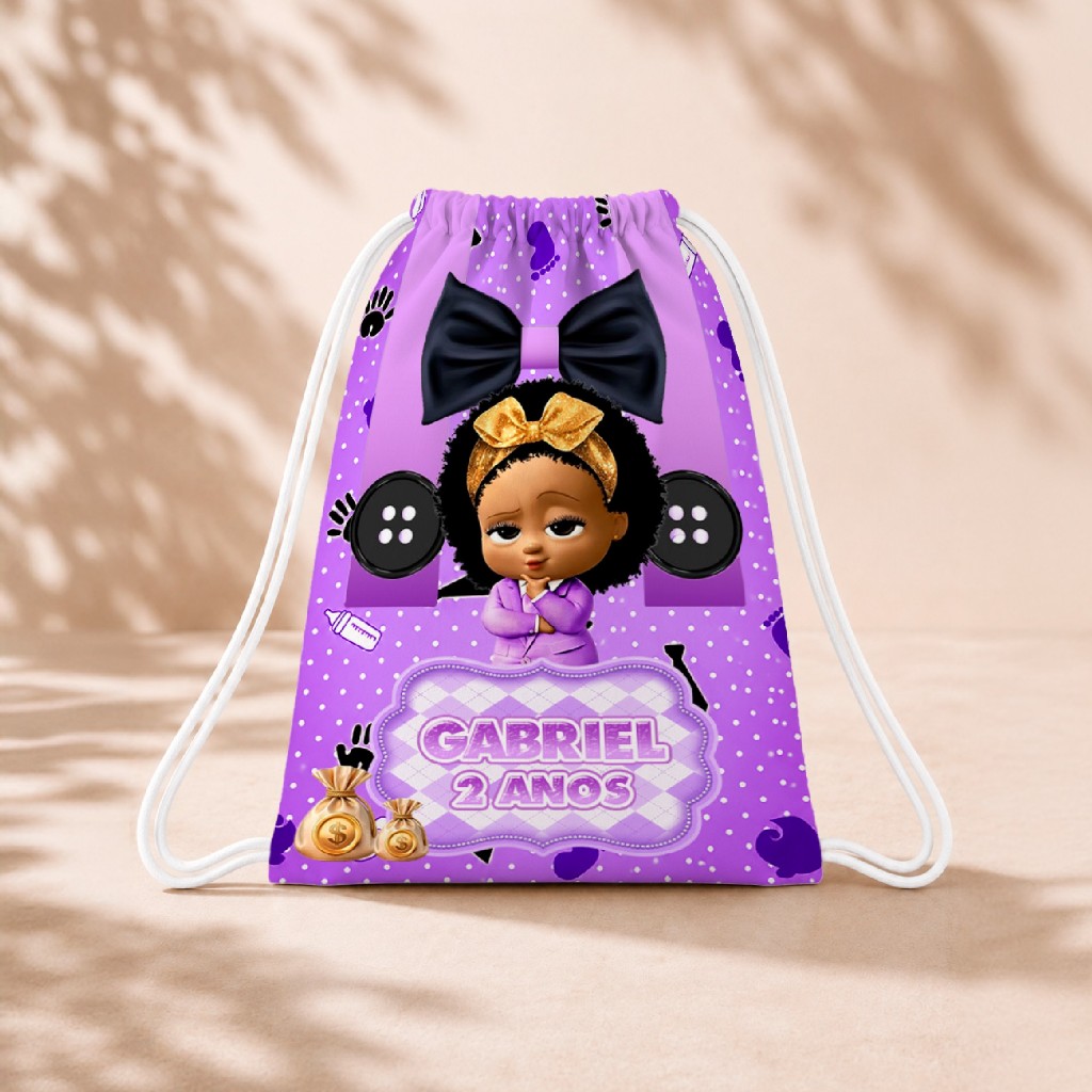10 Mochila Personalizada 18x26 Sacolinhas Festa Aniversário Lembrancinha Chefinho Chefinha Roxo