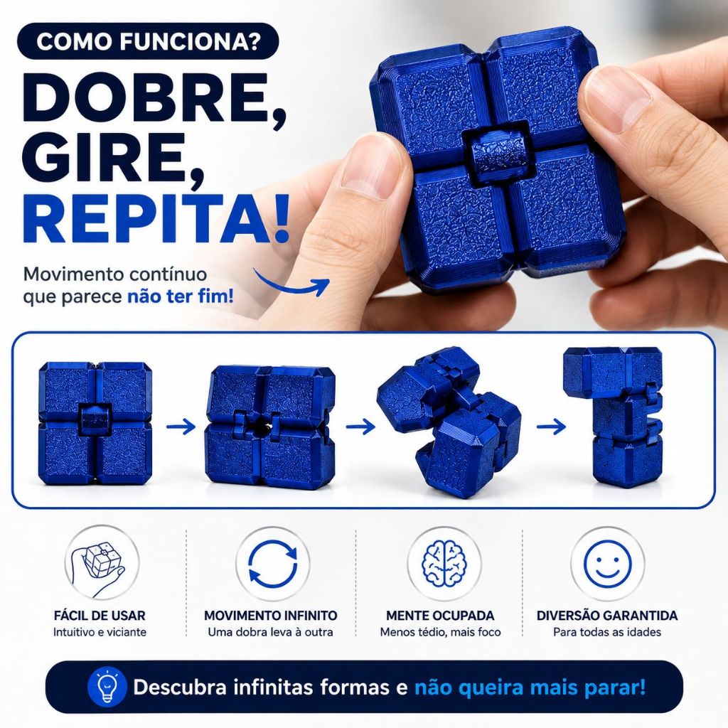 Recurso Terapêutico Cubo Infinito Fidget Toy Antiestresse Sensorial Articulado Brinquedo Relaxante para Ansiedade e Foco — imagem 2 de 2