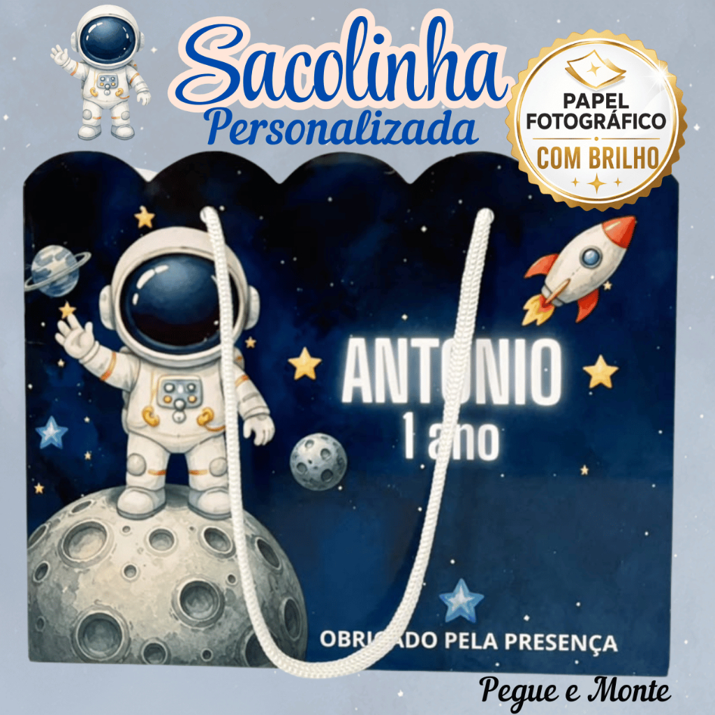 Kit 10 Sacolinhas Personalizadas Pegue e Monte 20x16x7cm – Lembrancinha para Festa